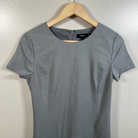Theory Corti Sheath Dress Size 6 Gray Wool Career Work Office Minimal Interview - Picture 4 of 9